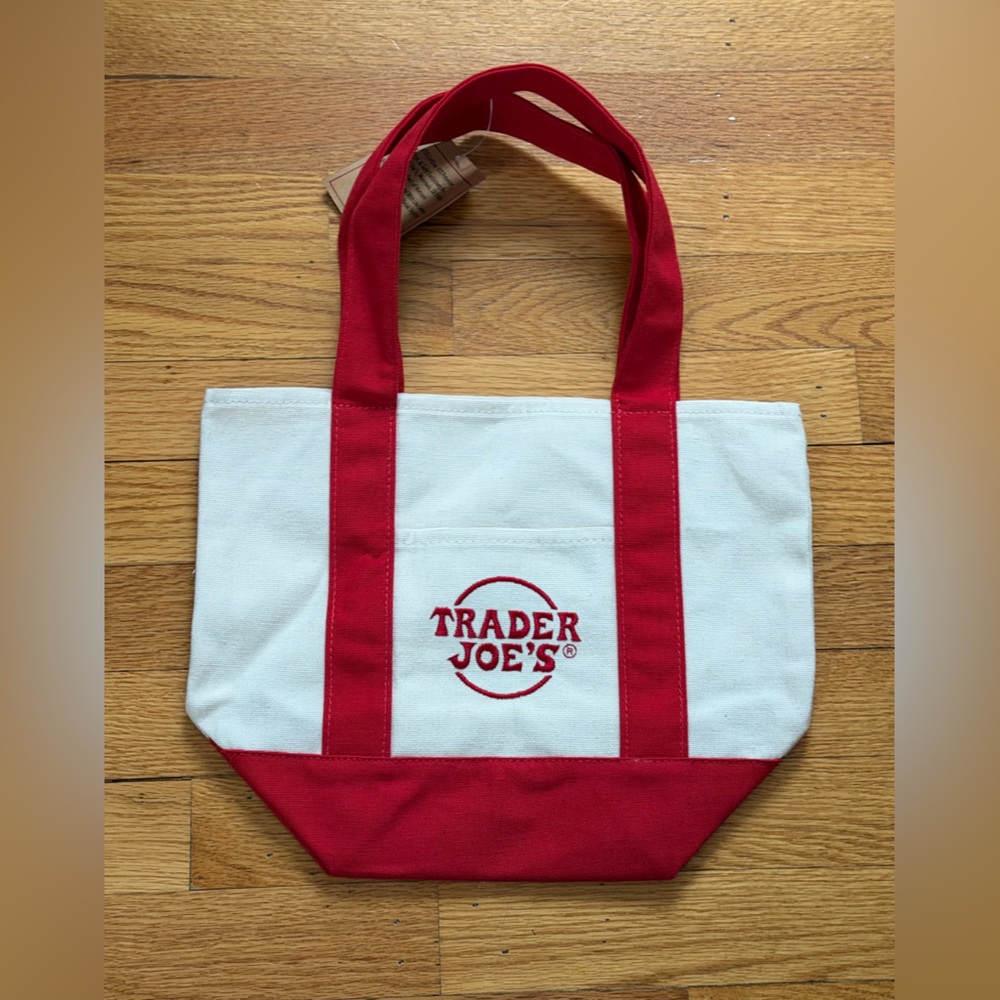 Trader Joe's Red and White Mini Tote Bag